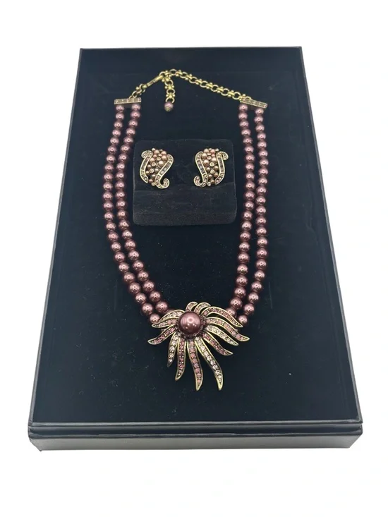 HEID DAUS “SUBLIME STAR” 2 STRANDS CRYSTAL DROP BEADED NECKLACE & Earrings Set - Picture 4 of 12